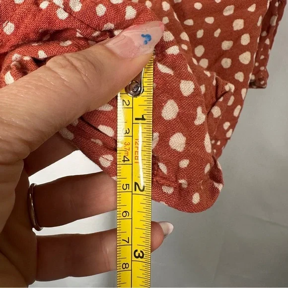 Billabong “Flirt For It” Paperbag Shorts — XL — Henna Rust Dots, Tie-Front - Picture 7 of 15